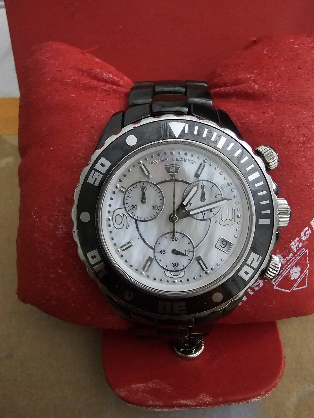 Swiss Legend Black and White Ceramic Chronograph Men’s Watch